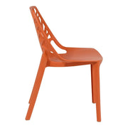Cornelia Modern ABS Plastic Stackable Dining Chair with Cut-Out Tree Design Solid Orange Dining Chair Leisuremod