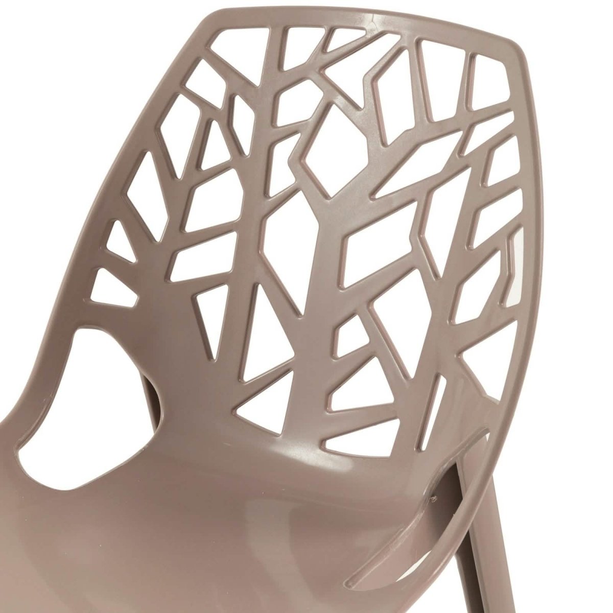 Cornelia Modern ABS Plastic Stackable Dining Chair with Cut-Out Tree Design Taupe Dining Chair Leisuremod