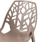 Cornelia Modern ABS Plastic Stackable Dining Chair with Cut-Out Tree Design Taupe Dining Chair Leisuremod
