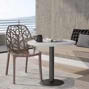 Cornelia Modern ABS Plastic Stackable Dining Chair with Cut-Out Tree Design Taupe Dining Chair Leisuremod