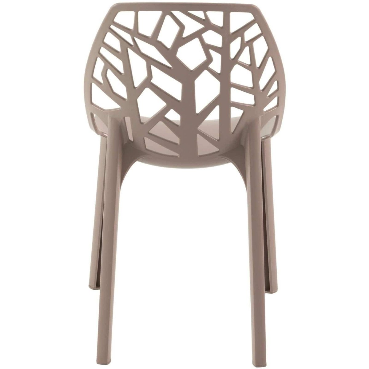 Cornelia Modern ABS Plastic Stackable Dining Chair with Cut-Out Tree Design Taupe Dining Chair Leisuremod