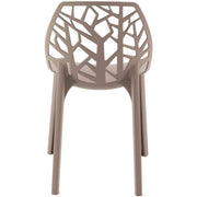 Cornelia Modern ABS Plastic Stackable Dining Chair with Cut-Out Tree Design Taupe Dining Chair Leisuremod