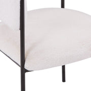 Cyril Dining Chair in Leather or Velvet with Open Back Design and Powder-Coated Iron Frame White Dining Chair Leisuremod