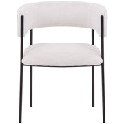 Cyril Dining Chair in Leather or Velvet with Open Back Design and Powder-Coated Iron Frame White Dining Chair Leisuremod
