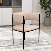 Cyril Dining Chair in Leather or Velvet with Open Back Design and Powder-Coated Iron Frame Taupe Dining Chair Leisuremod