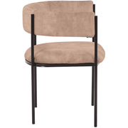 Cyril Dining Chair in Leather or Velvet with Open Back Design and Powder-Coated Iron Frame Light Brown Dining Chair Leisuremod