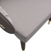 Elara Leather Dining Chair with Elegant Ripple Back and Gold Accents in Rubberwood Taupe Dining Chair Leisuremod