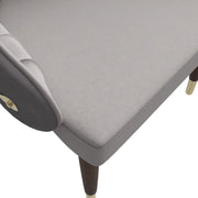 Elara Leather Dining Chair with Elegant Ripple Back and Gold Accents in Rubberwood Grey Dining Chair Leisuremod