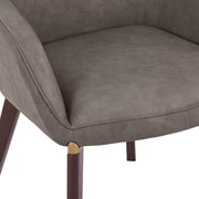 Elias Dining Chair Upholstered in Leather/Velvet and Powder Coated Legs Leather Dark Grey Dining Chair Leisuremod