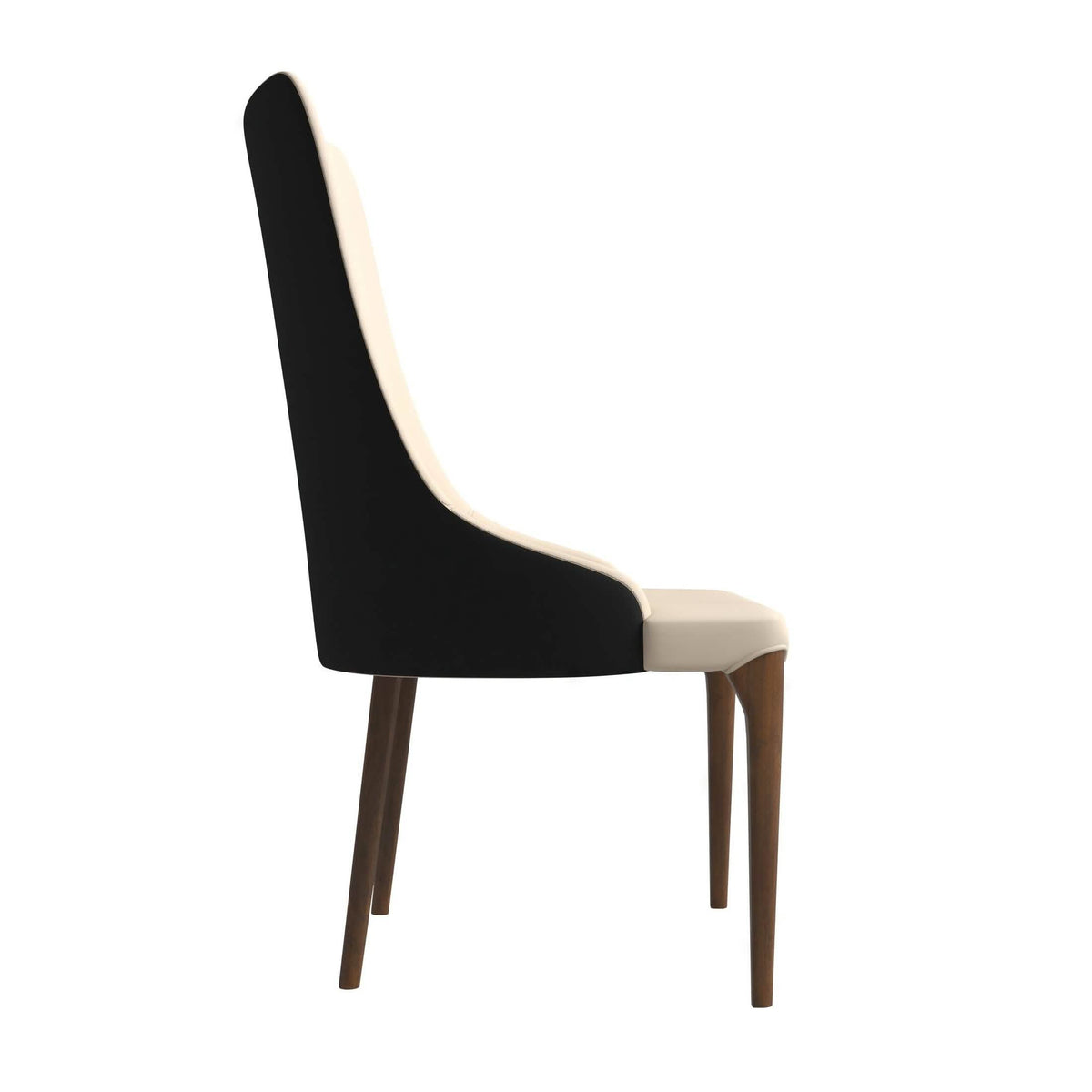 Elm Dining Chair with a Leather/Velvet Seat and a Two-Tone Color Design Backrest in Ash Wood Black Dining Chair Leisuremod