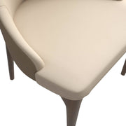 Elm Dining Chair with a Leather/Velvet Seat and a Two-Tone Color Design Backrest in Ash Wood Taupe Dining Chair Leisuremod