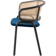 Ervilla Velvet Dining Armchair with Steel Legs and Wicker Back Black Brown Navy Blue Dining Chair Leisuremod