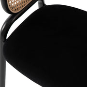 Ervilla Velvet Dining Armchair with Steel Legs and Wicker Back Black Brown Black Dining Chair Leisuremod