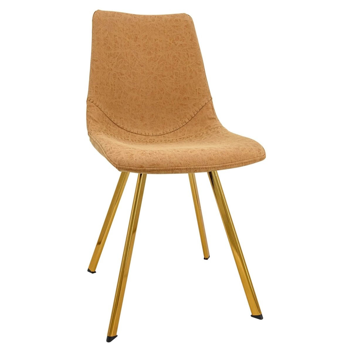 Markley Leather Dining Chair With Black/Gold Metal Legs Gold Light Brown Dining Chair Leisuremod