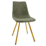 Markley Leather Dining Chair With Black/Gold Metal Legs Gold Olive Green Dining Chair Leisuremod