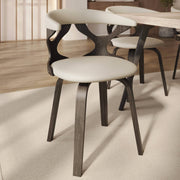 Klyne Modern Wooden Dining Chair Upholstered in Leather With Walnut Color Frame Dark Walnut Taupe Dining Chair Leisuremod