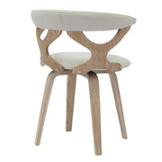 Klyne Modern Wooden Dining Chair Upholstered in Leather With Walnut Color Frame Washed Walnut Light-Grey Dining Chair Leisuremod