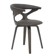 Klyne Modern Wooden Dining Chair Upholstered in Leather With Walnut Color Frame Dark Walnut Brown Dining Chair Leisuremod