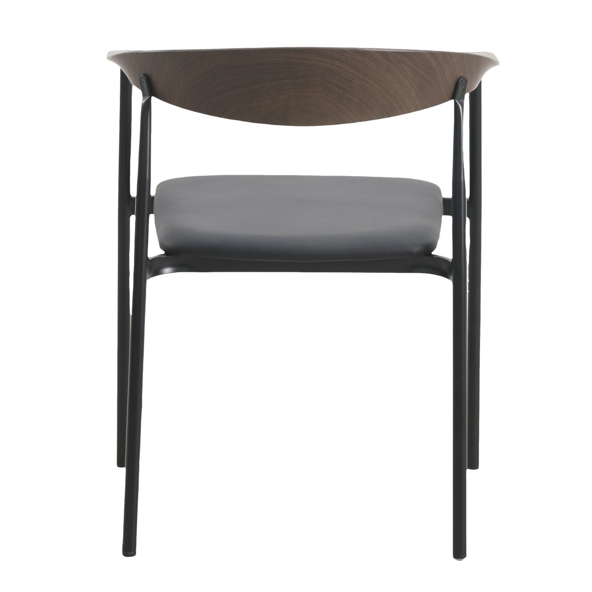 Kora Dining Chair Upholstered in Leather with Stainless Steel Frame and Legs Brown Black Dining Chair Leisuremod