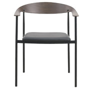 Kora Dining Chair Upholstered in Leather with Stainless Steel Frame and Legs Brown Black Dining Chair Leisuremod