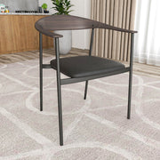 Kora Dining Chair Upholstered in Leather with Stainless Steel Frame and Legs Brown Black Dining Chair Leisuremod
