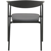 Kora Dining Chair Upholstered in Leather with Stainless Steel Frame and Legs Black Dining Chair Leisuremod