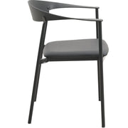 Kora Dining Chair Upholstered in Leather with Stainless Steel Frame and Legs Black Dining Chair Leisuremod