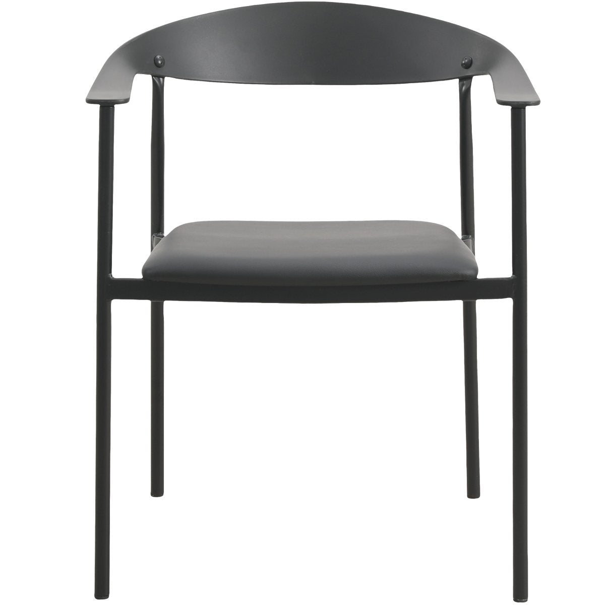 Kora Dining Chair Upholstered in Leather with Stainless Steel Frame and Legs Black Dining Chair Leisuremod