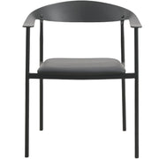 Kora Dining Chair Upholstered in Leather with Stainless Steel Frame and Legs Black Dining Chair Leisuremod