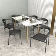 Kora Dining Chair Upholstered in Leather with Stainless Steel Frame and Legs Black Dining Chair Leisuremod