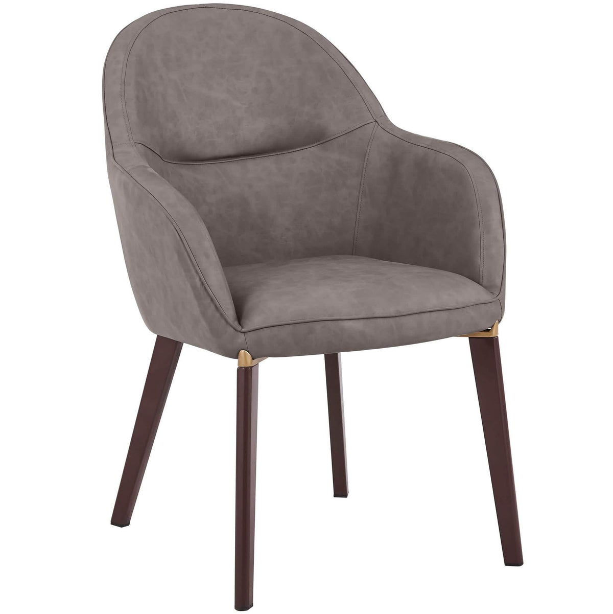 Elias Dining Chair Upholstered in Leather/Velvet and Powder Coated Legs Leather Dark Grey Dining Chair Leisuremod