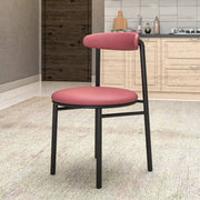 Lume Modern Dining Chair Upholstered in Polyester with Metal Legs Burgundy Dining Chair Leisuremod
