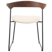 Lyra Leather Dining Chair with a Beech Wood Curved Back and Iron Legs Walnut Taupe Dining Chair Leisuremod