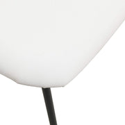 Lyra Leather Dining Chair with a Beech Wood Curved Back and Iron Legs Natural Wood White Dining Chair Leisuremod