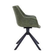 Markley Dining Chair Upholstered in Leather 360-Degree Swivel Armchair Green Dining Chair Leisuremod