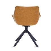 Markley Dining Chair Upholstered in Leather 360-Degree Swivel Armchair Light Brown Dining Chair Leisuremod