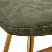 Markley Leather Dining Chair With Black/Gold Metal Legs Gold Olive Green Dining Chair Leisuremod