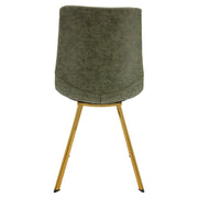 Markley Leather Dining Chair With Black/Gold Metal Legs Gold Olive Green Dining Chair Leisuremod
