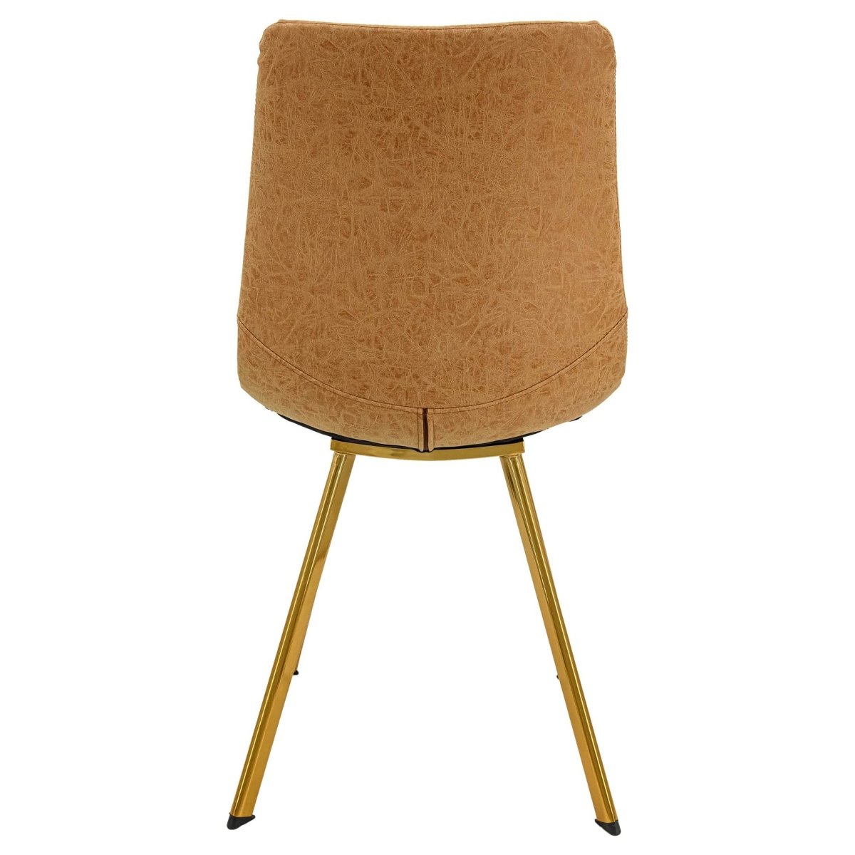Markley Leather Dining Chair With Black/Gold Metal Legs Gold Light Brown Dining Chair Leisuremod