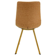 Markley Leather Dining Chair With Black/Gold Metal Legs Gold Light Brown Dining Chair Leisuremod
