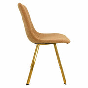 Markley Leather Dining Chair With Black/Gold Metal Legs Gold Light Brown Dining Chair Leisuremod