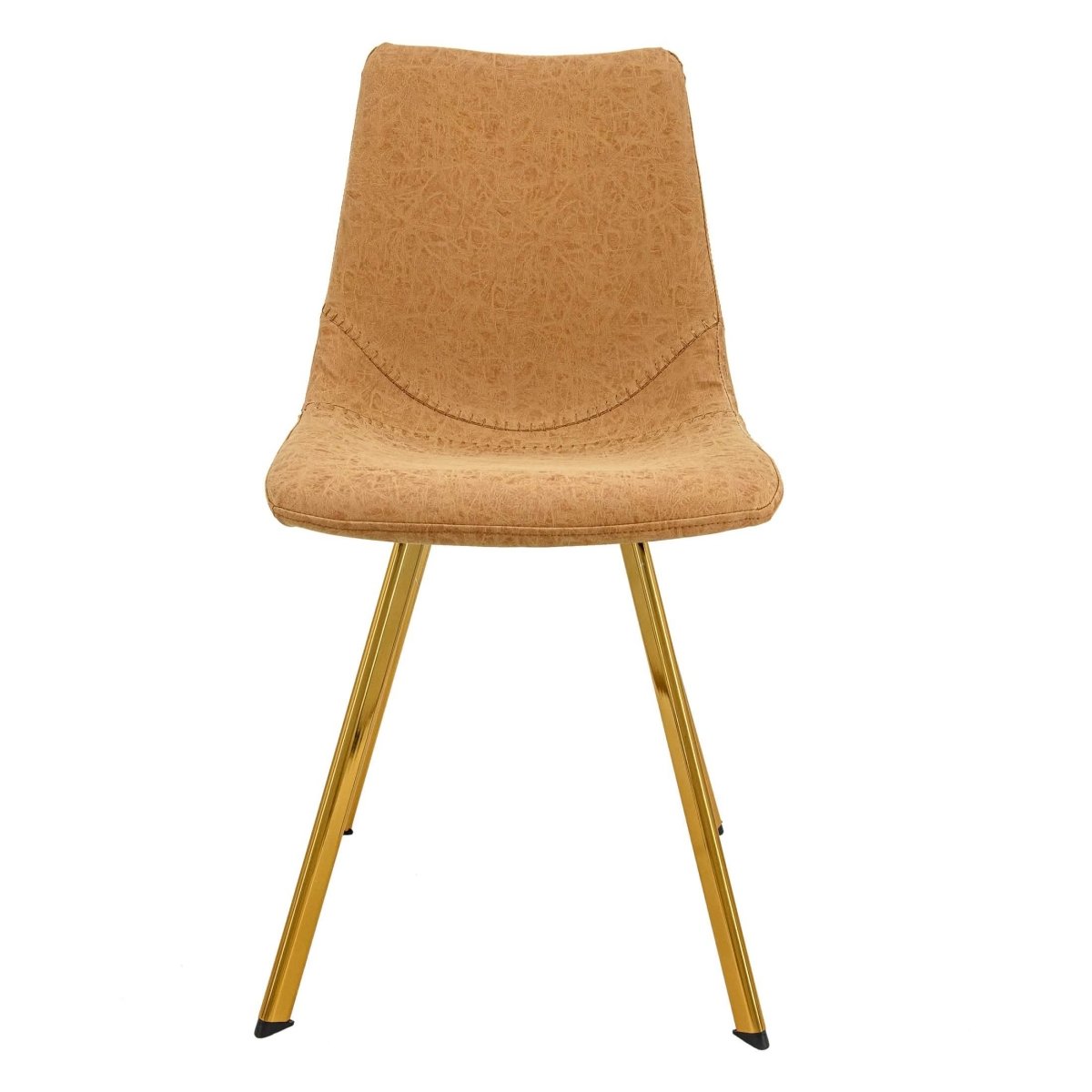 Markley Leather Dining Chair With Black/Gold Metal Legs Gold Light Brown Dining Chair Leisuremod