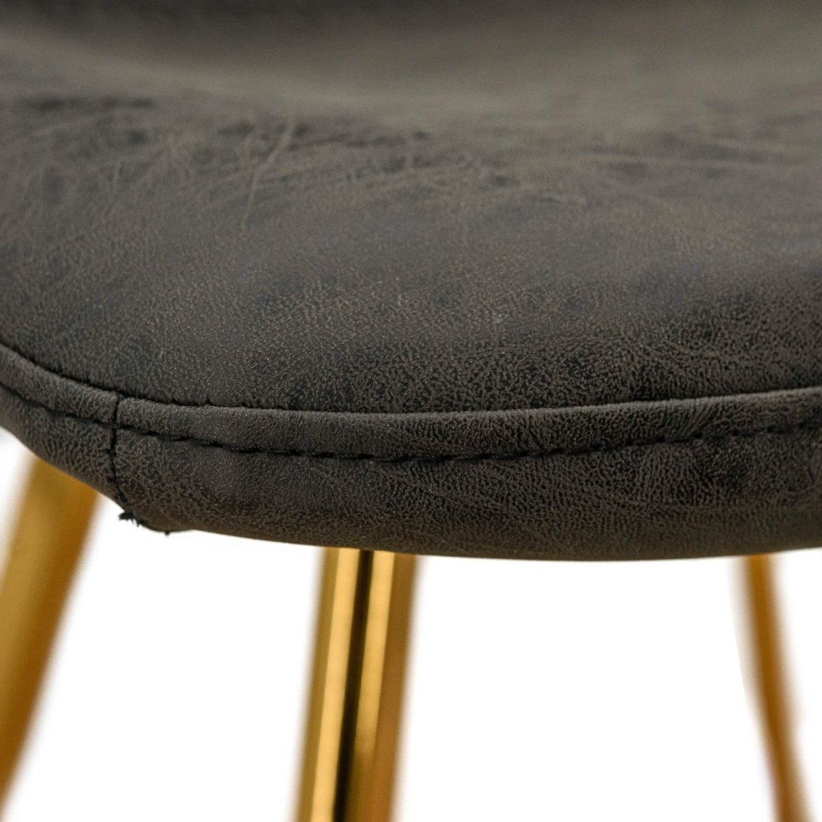 Markley Leather Dining Chair With Black/Gold Metal Legs Gold Charcoal Black Dining Chair Leisuremod