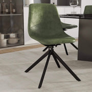 Markley Modern Leather Swival Dining Chair With Metal Legs Green Dining Chair Leisuremod