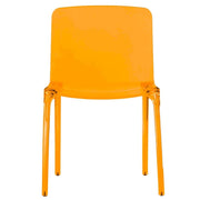 Murray Stackable Dining Side Chair in Plastic Transparent Orange Dining Chair Leisuremod