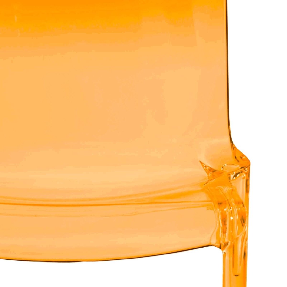 Murray Stackable Dining Side Chair in Plastic Transparent Orange Dining Chair Leisuremod
