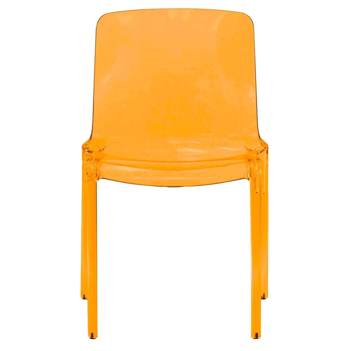 Murray Stackable Dining Side Chair in Plastic Transparent Orange Dining Chair Leisuremod