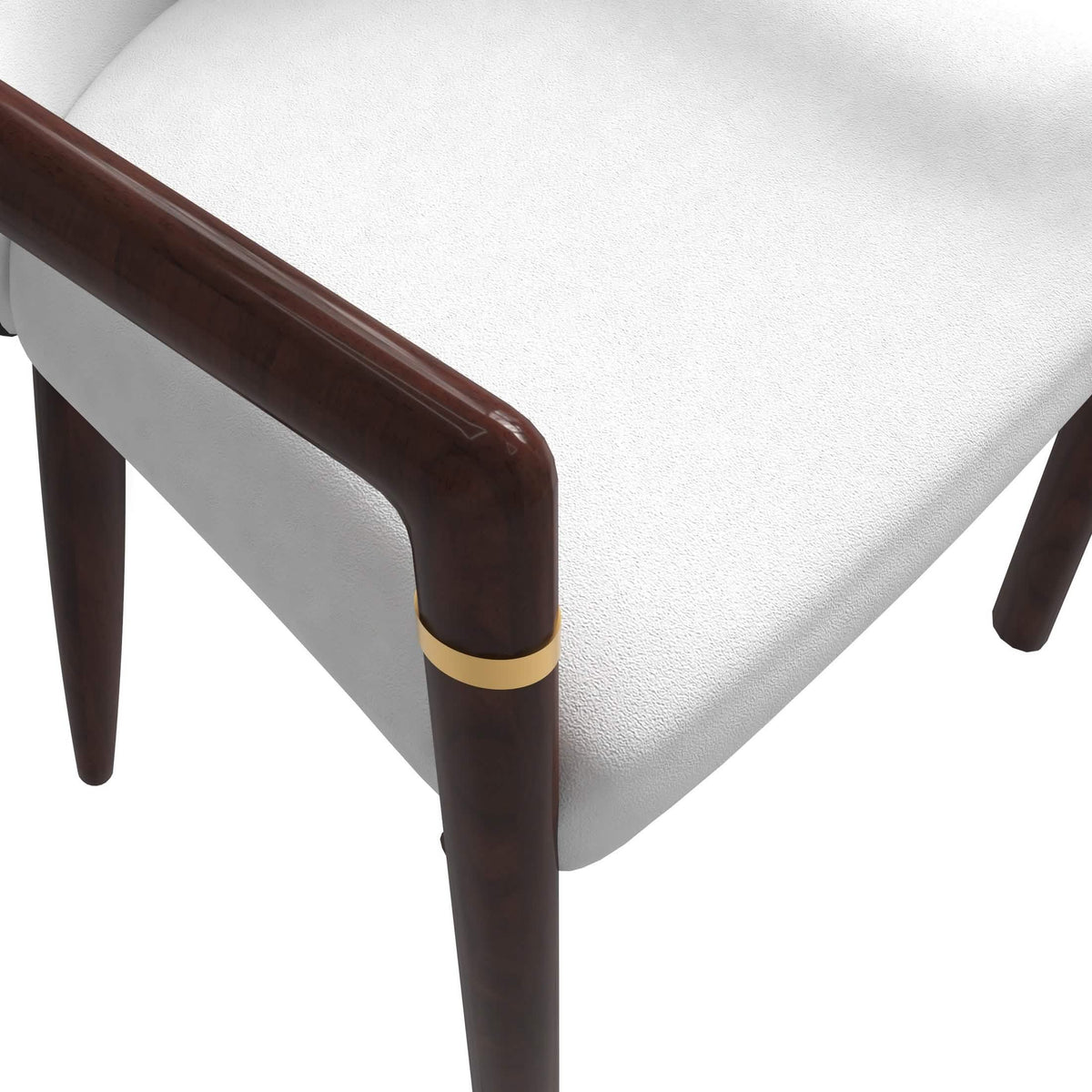 Opaline Dining Chair in Velvet or Leather Upholstery with Rubberwood Frame with Gold Accents White Velvet Dining Chair Leisuremod