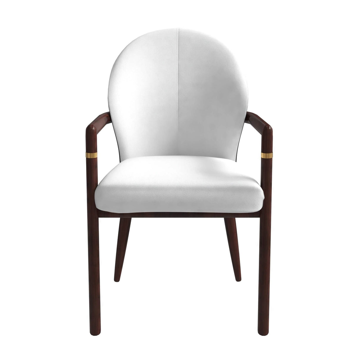Opaline Dining Chair in Velvet or Leather Upholstery with Rubberwood Frame with Gold Accents White Velvet Dining Chair Leisuremod