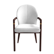 Opaline Dining Chair in Velvet or Leather Upholstery with Rubberwood Frame with Gold Accents White Velvet Dining Chair Leisuremod